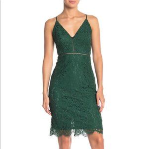 ASTR The Label Green Lace V Neck Mini Sheath Dress